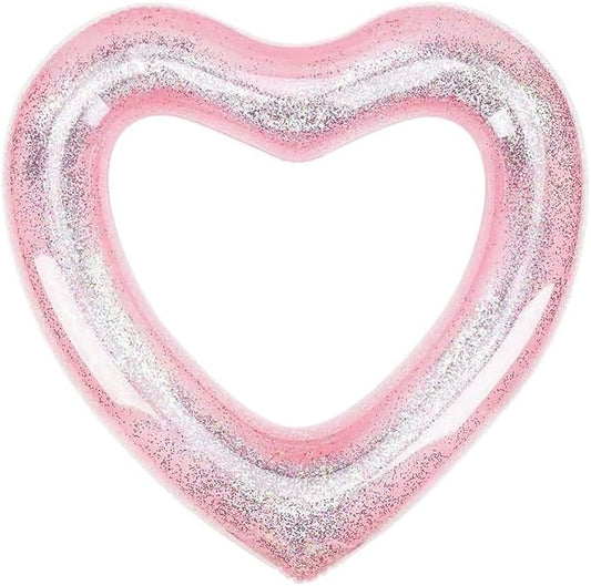 Inflatable Heart Pool Float, Sweet Love Swim Rings Float Loungers Tube for Summer Water Fun Beach Party Toys for Kids, Adults