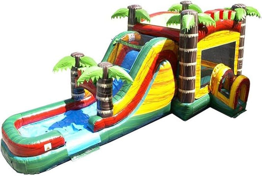 TentandTable Inflatable Bounce House Water Slide for Kids 5-12 Large, Commercial Grade Mega Bouncy Castle for Adults, Jump House, Includes Electric Air Blower, 32' L x 16' W x 15' H, Fire Marble