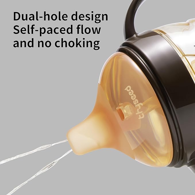 Thyseed Infant Spill Proof Weighted Straw Sippy Cups with Handles and Lids Breastfed Baby First Soft Spout Top Training Water Cup Toddler Boy Girl No Leak Transitioning Bedtime Milk Bottles 6 Months+