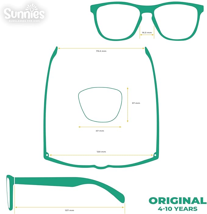 Sunnies Shades Kids Sunglasses, Toddler Sunglasses - Polarized UVA and UVB Protection, Anti-Slip Frame for kids.