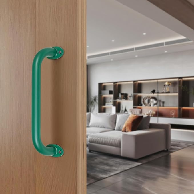 SELEWARE 6-Pack 12-Inch Green Metal Playground Safety Handles – Heavy-Duty, Non-Slip Grab Bars for Indoor/Outdoor Kids’ Playsets, Swing Sets, Playhouses, Treehouses, Jungle Gyms & Climbing Frames