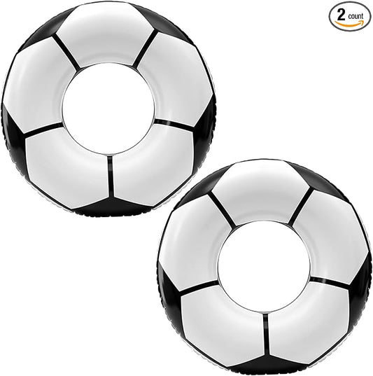 ShinyRelief 2 Pcs Footabll Baseball Soccer Basketball Sport Inflatable Pool Ring Floats Ring Adult Size Inflatable Floats Swimming Pool Tubes Beach Sports Party Lake Use Summer