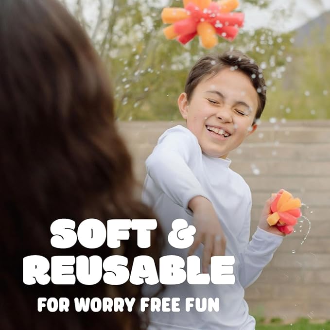 Chuckle & Roar - Reusable Sponge Balls - Eco-Friendly Water Balloon Alternative - Less Mess Family Outdoor Fun - Perfect for Preschool and Up! - Multicolor 40 Pack with Storage Bag