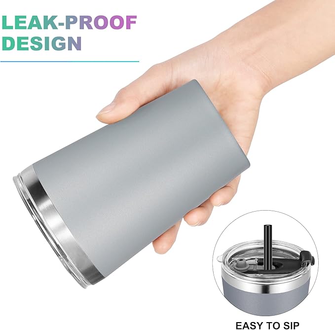 VEGOND 12oz Tumbler Stainless Steel Tumbler bulk Vacuum Insulated Double Wall Travel Tumbler with Lid and Straw Reusable Tumbler, Grey 12 Pack