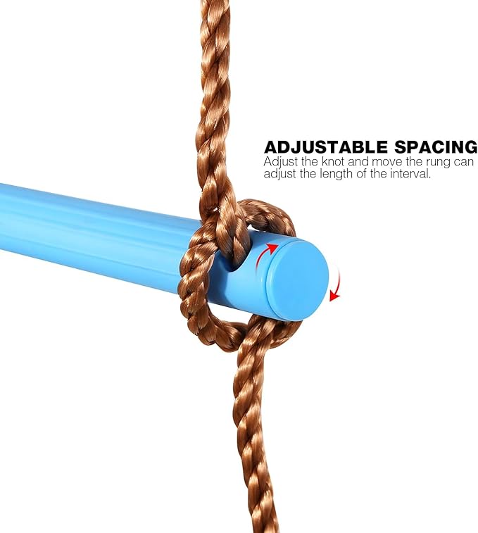 REDCAMP Climbing Rope Swings and Rope Ladder Cambo for Trees, Heavy Duty Plastic Disc Swing Seat for Kids with Hanging Strap and Snap Hooks