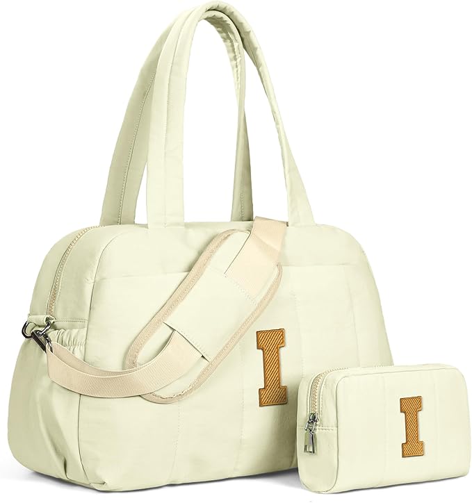 Birthday Gifts for Her-Duffle Bag for Travel Women, Travel Bags，Initial Overnight Bag with Wet Pocket，Lightweight Weekender Bags Personalized Gym Tote with Makeup Pouch