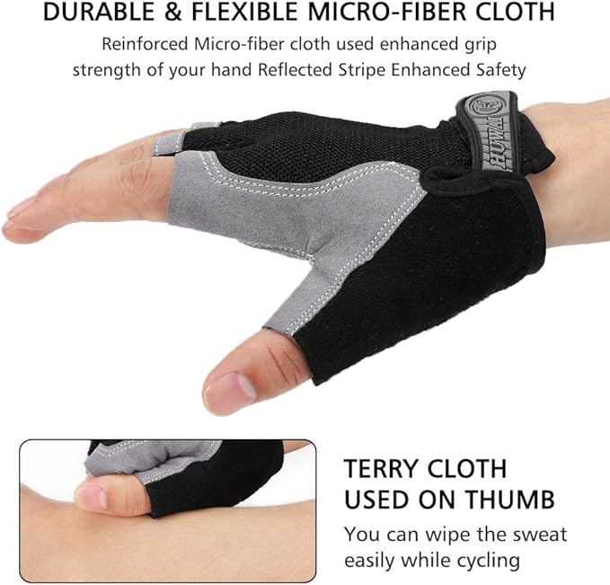 Accmor Cycling Gloves for Men Women, Bike Gloves Half Finger Road Bike MTB Gloves, Anti-Slip Shock-Absorbing Glove for Fitness Cycling Outdoor Sports