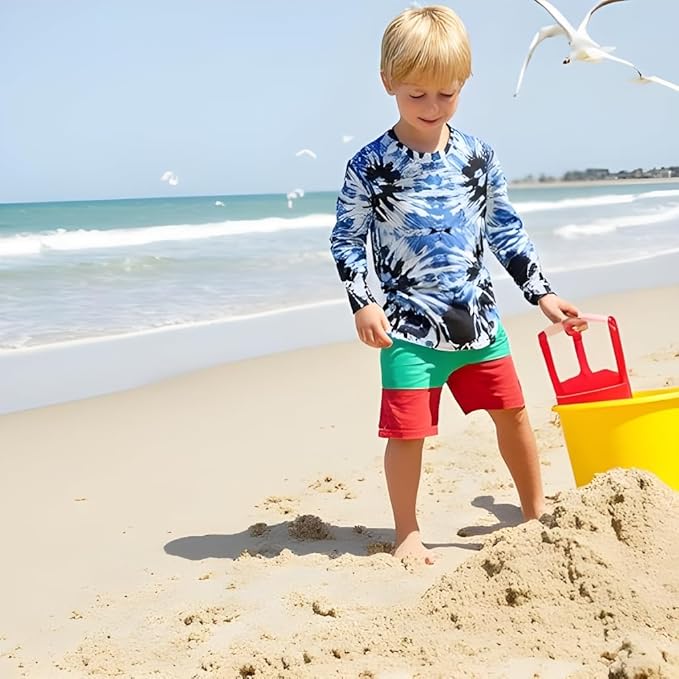 INGEAR Boys' Rash Guard UPF 50+ Swim Shirt - Lightweight, Quick-Dry, Durable Sun Protection for Swimming, Sizes XS-XL