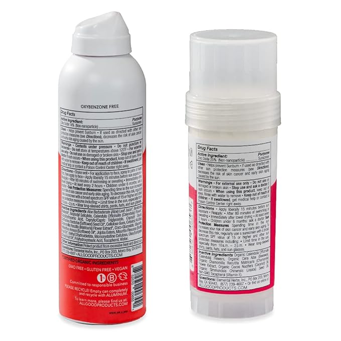 All Good Baby & Kids Mineral Face & Body Sunscreen - UVA/UVB Broad Spectrum, Coral Reef Friendly, Water Resistant, Zinc Oxide - (2) SPF 50 Butter Sticks & (2) SPF 30 Sprays