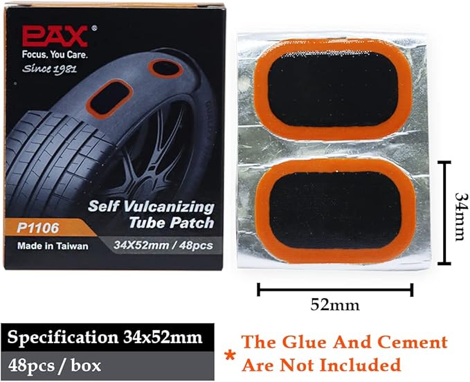 PAX 48 Pcs 34 x 52mm Oval Inner Tube Patches, Puncture Flat Tire Repair Patch for Automobile, Car, Truck, Motorcycle, Scooter, Bicycle, Bike, BMX, ATVs, River Floating, Inflatable Rubber