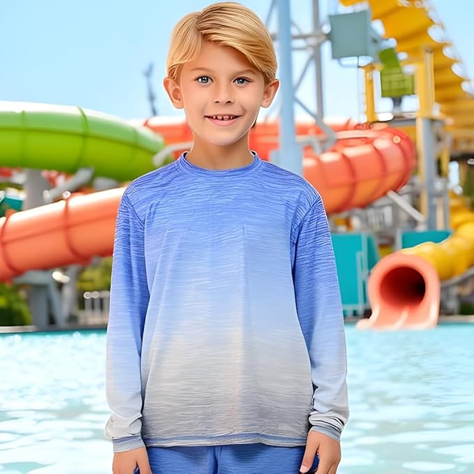INGEAR Boys' Rash Guard UPF 50+ Swim Shirt - Lightweight, Quick-Dry, Durable Sun Protection for Swimming, Sizes XS-XL