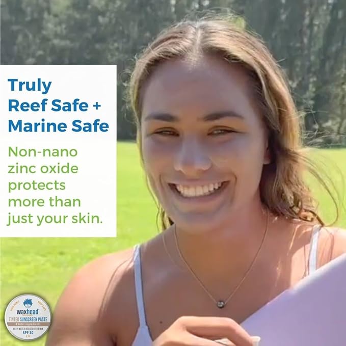Waxhead Tinted Zinc Oxide Sunscreen Face, SPF 30 Reef Safe Non-Toxic Sunscreen Surf Zinc Sunblock, Travel Waterproof for Swimming, Lifeguard, Sports, Organic Sun Block Colored Face Scar (Tint 2oz Tin)