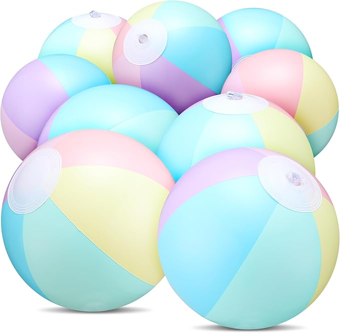 24 Pcs Inflatable Beach Balls Bulk Pastel Color Jumbo Big Macaron Beach Balls for Adults Summer Swimming Pool Water Games Party Favor(8 Inch)