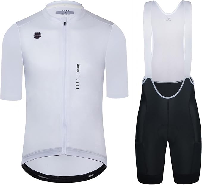 Men's Cycling Jersey Set Cycling Kit Bicycle Jersey Rear Zipper Pocket Bike Bib Shorts with Pockets Race Fit High Density Pad