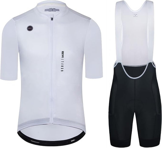 Men's Cycling Jersey Set Cycling Kit Bicycle Jersey Rear Zipper Pocket Bike Bib Shorts with Pockets Race Fit High Density Pad