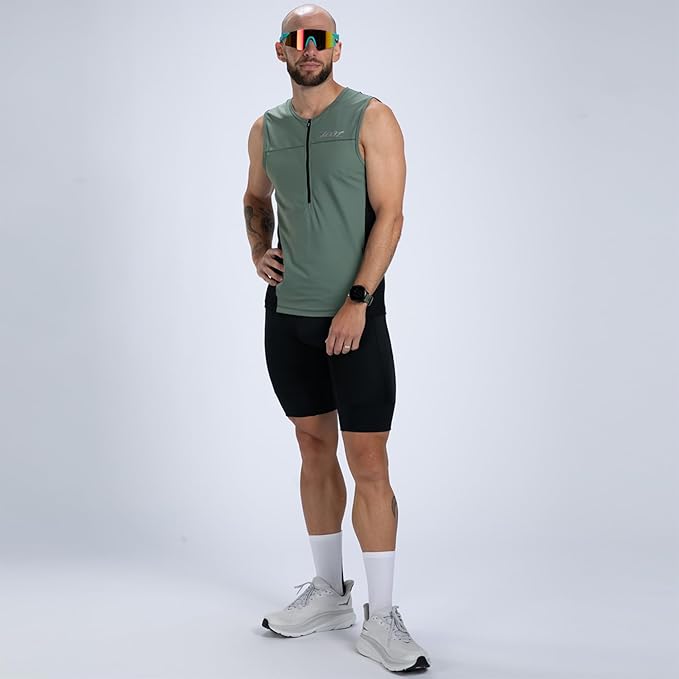 Zoot Men’s Core Tri Tank, Performance Triathlon Race Tank Top, UPF 50+ Fabric, Rear Pockets, Mesh Panels, & Cam Lock Zipper