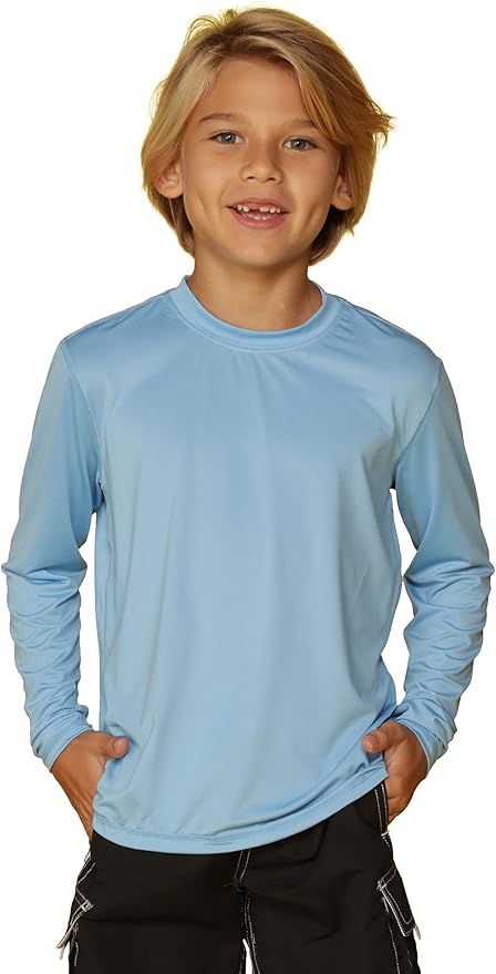 INGEAR Boys' Rash Guard UPF 50+ Swim Shirt - Lightweight, Quick-Dry, Durable Sun Protection for Swimming, Sizes XS-XL
