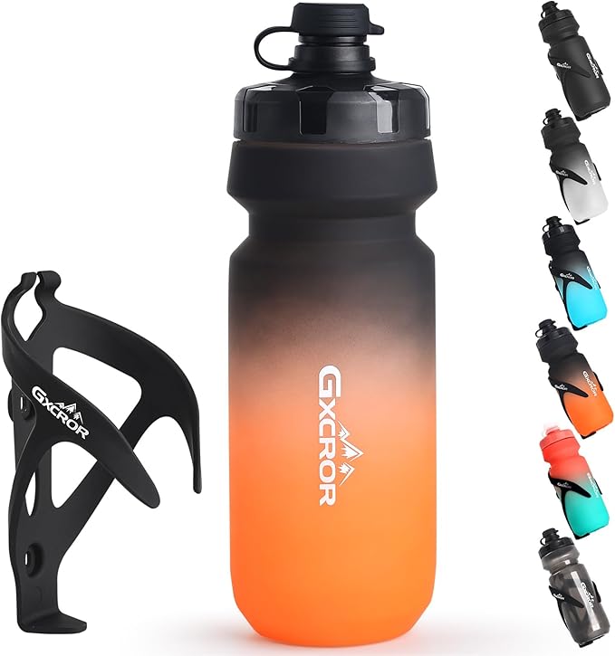 GXCROR Bike Water Bottle Holder with Bottle Combo, Lightweight, Durable & Secure Water Bottle Cage Set, Easy Installation, Fit for Sport Outdoor Cycling, MTB Road