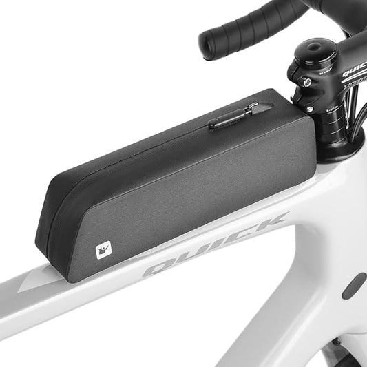 Rhinowalk Bike Frame Bag TPU Waterproof Aero Saddle Bag with Straps and Screws, Hard Shell Bicycle Storage Pack for Road and Racing Bikes-Black