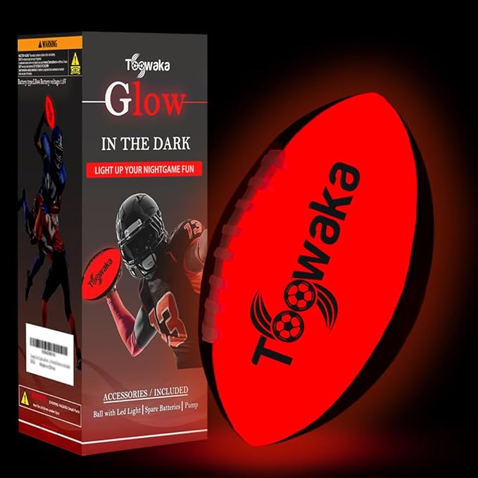 Kids Light up Football,Glow in The Dark Youth Ball with LED Lights Pre-Installed-Batteries Included