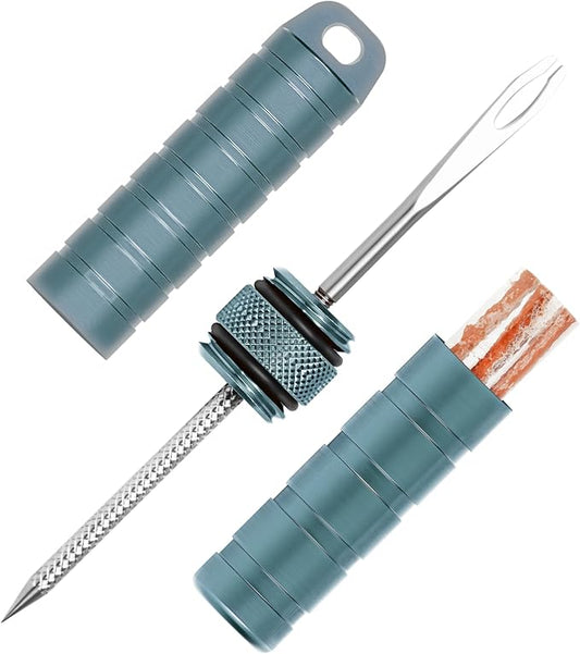 BWSHLF Tubeless Bike Tire Repair Kit for Mountain Bikes & Road Bicycles, Tubeless Tire Plug Kit with Storage Canister, Reamer, Insertion Fork, 10 Bacon Strips, Fix a Puncture or Flat, No Glue Needed