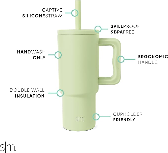 Simple Modern Kids 24 oz Tumbler with Handle and Silicone Straw Lid | Spill Proof and Leak Resistant | Reusable Stainless Steel Bottle | Gift Kids Boys Girls | Trek Collection | Sandy Seas