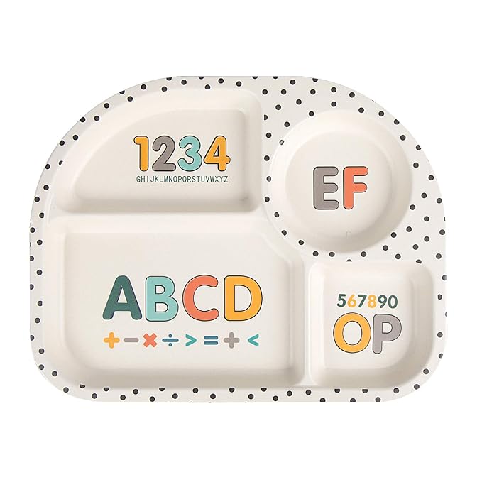 shopwithgreen 7Pcs/Set Bamboo Kids Dinnerware Set - Children Dishes - Food Plate Bowl Cup Spoon Fork Set Dishware, Cartoon Tableware, Dishwasher Safe Kids Healthy Mealtime, BPA Free