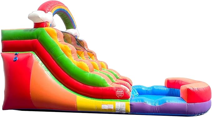 Inflatable Water Slides for Kids - Backyard Inflatable Water Slides with Splash Pool - Rainbow Cloud Slide Complete with Blower, and Stakes - 21' x 9' - 12' Tall Slide