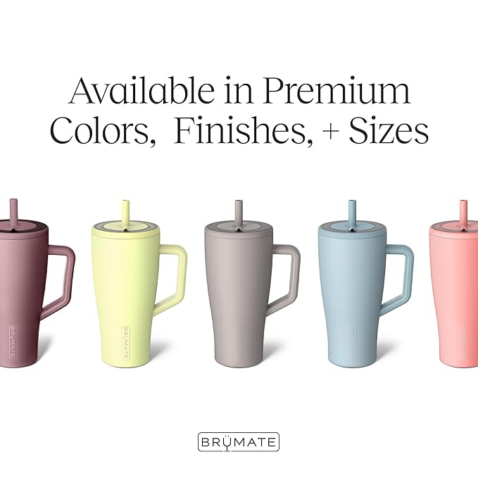 BrüMate Era 40 oz Tumbler with Handle and Straw | 100% Leakproof Insulated Water Bottle Tumbler with Lid and Flexible SoftSip Straw | Made of Stainless Steel | Cup Holder Friendly | 40oz (Guava)