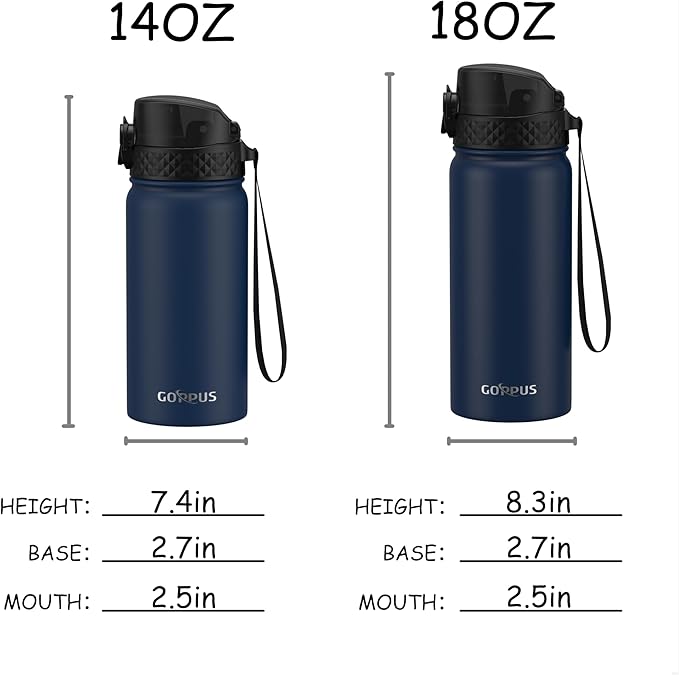 GOPPUS Kids Water Bottle (Straw Lid) - 14 Oz Stainless Steel Travel Bottle, Double Wall Vacuum Leak Proof Kids Cup for School Boys Girls,Under the Sea