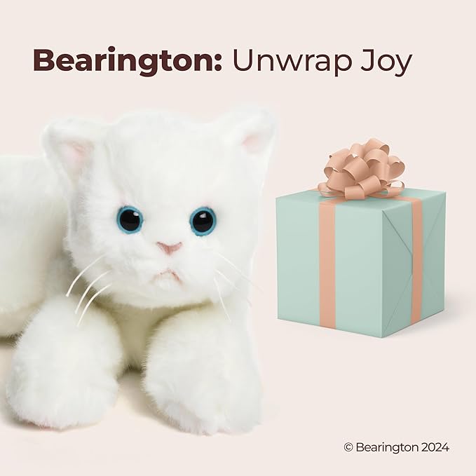 Bearington Collection Muffin Plush White Cat Stuffed Animal, 15 Inch