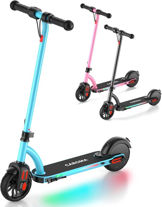 Caroma Electric Scooter for Kids Ages 6-14, 250W/180W/150W Motor & 15 Mph, 85 Mins Ride Time, Adjustable Height & Speed, LED Display, Kids Electric Scooter, Best Gifts for Boys & Girls