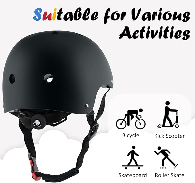 Kids Bike Helmet, Adjustable and Multi-Sport, from Toddler to Youth, 3 Sizes