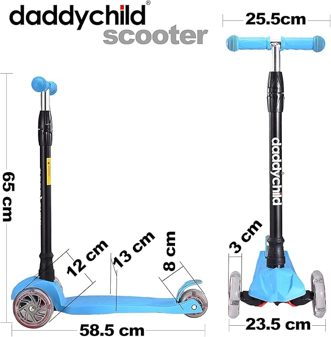 Kids Kick Scooter, 3 Wheeled Scooter for Kids, Child/Toddlers Toy, Adjustable Height, Anti-Slip Deck, Flashing Wheel Lights, for Boys/Girls 3-12 Year Old