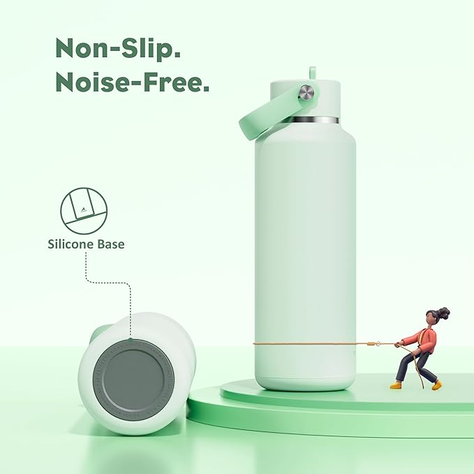 POWCAN 18 oz Insulated Water Bottle: Leakproof, Cup Holder Friendly, Standard Mouth, Top Handle, Stainless Steel Water Bottle for Women, Student, Teacher, Nurse, Commuter, Gift for Girl (Mint Dew)