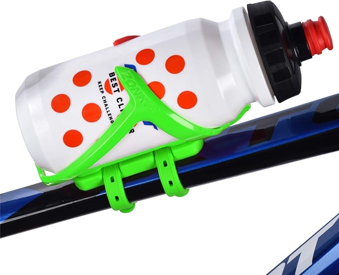 ZONKIE Bicycle Bottle Cages, Plastic Bike Bottle Holder with Cage Mounting Base (Green)