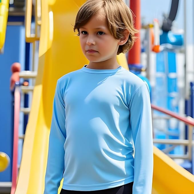 INGEAR Boys' Rash Guard UPF 50+ Swim Shirt - Lightweight, Quick-Dry, Durable Sun Protection for Swimming, Sizes XS-XL