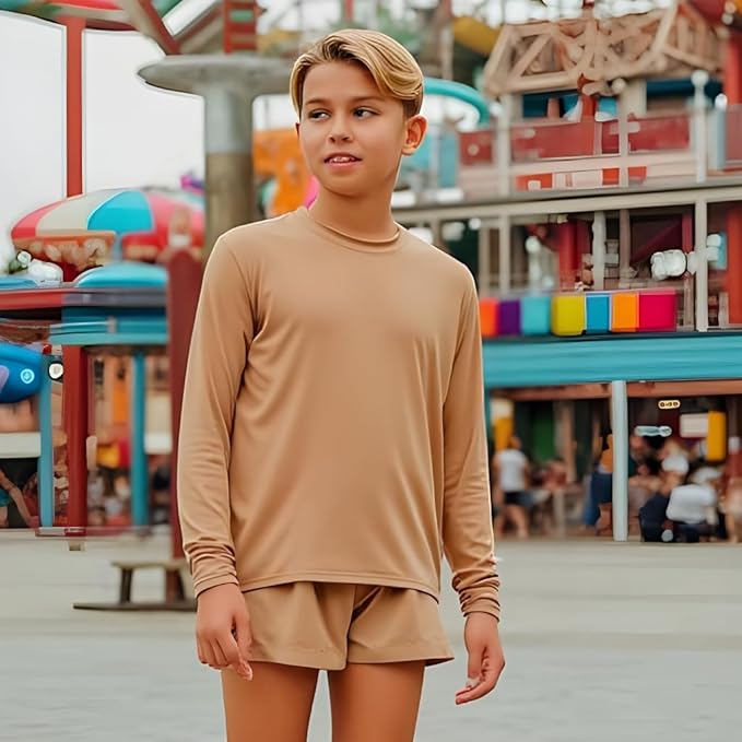 INGEAR Boys' Rash Guard UPF 50+ Swim Shirt - Lightweight, Quick-Dry, Durable Sun Protection for Swimming, Sizes XS-XL