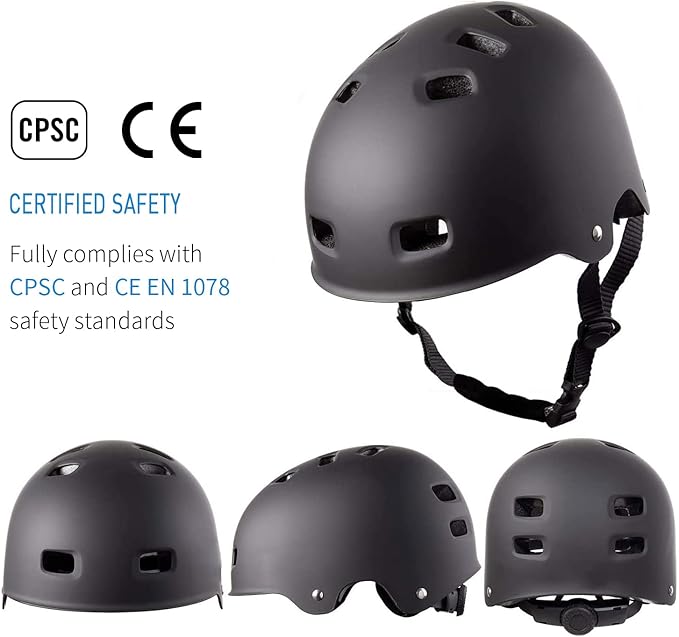 Skateboard Helmet, BMX Helmet, Multi-Sport Helmet, Bike Helmet for Kids, Youth, Men, Women