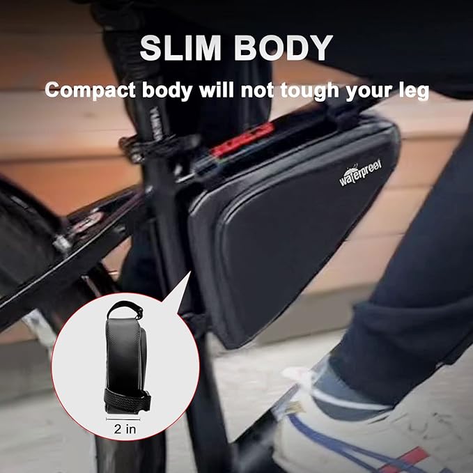 NDakter Bike Bicycle Frame Storage Bag, 2L Waterproof Bicycles Triangle Pouch, Cycling Pack for Phone, Wallet, Keys, Tools, Accessories, Bikes Front Tube Bag for Mountain Road Bike, MTB