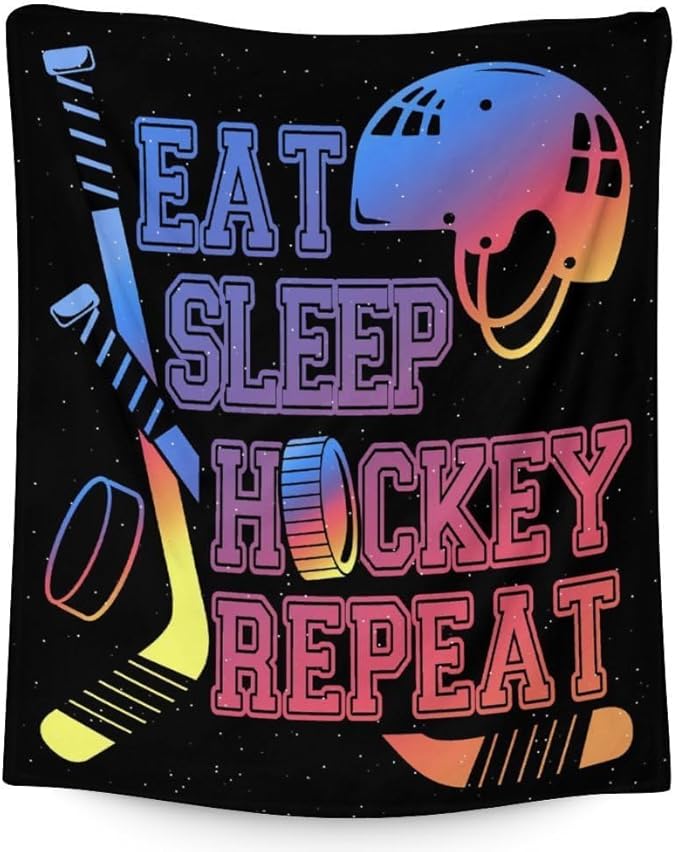 Hockey Blanket - Hockey Gifts for Girls Boys - Kids Blanket for Sport Lovers - 50"x60" Soft Flannel Throws for Couch