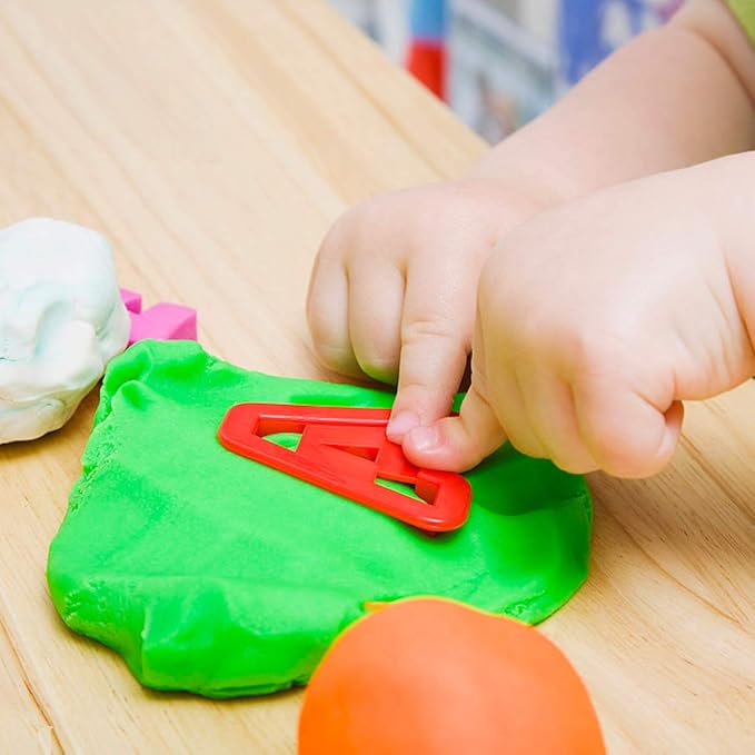 FRIMOONY Plastic Dough Tools for Kids, with Capital Letters, Cookie Cutters, Stamps, Multi-Color, 61 Pieces