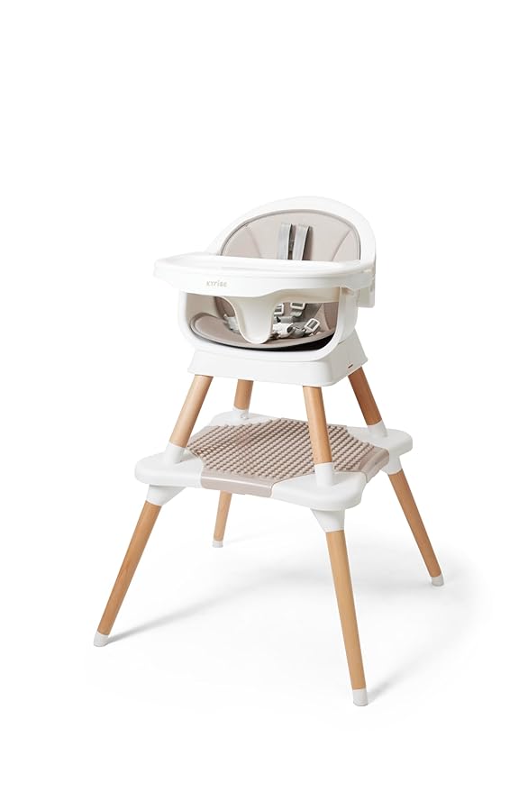5-in-1 High Chair for Baby & Toddler - Convertible Baby Dining Seat - Portable Floor/Booster Seat - Adjustable Tray w. Cover - 5-Point Harness - Building Block Table & Chair - Stool (White)