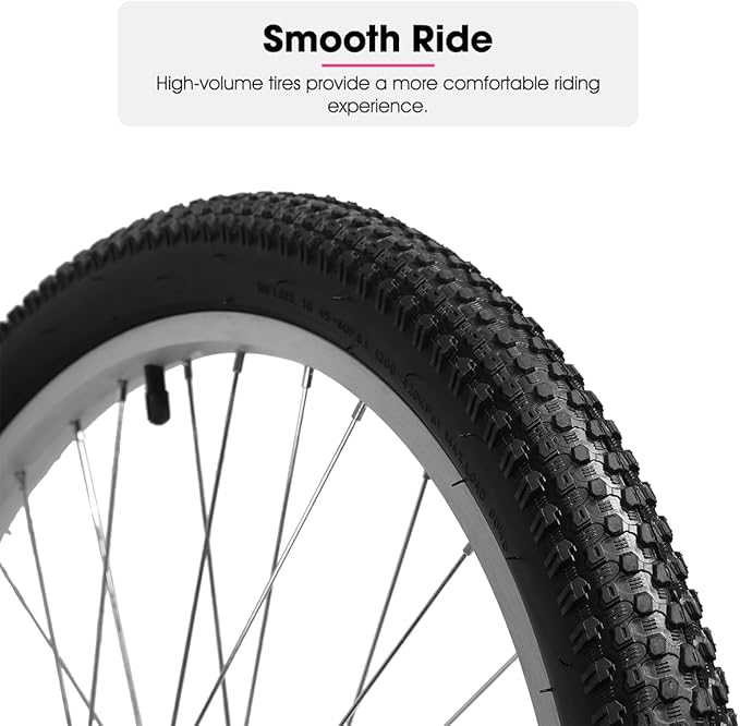 HILAND Bamcbase Womens Mountain Bike, 24 26 Inch 18 Speeds Hybrid Commuter Bicycle for Adults, Sport Hardtail Trail MTB