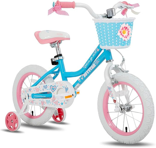 JOYSTAR Angel Girls Bike for Toddlers and Kids Ages 2-13 Years Old, 12 14 16 18 20 Inch Kids Bike with Training Wheels & Basket, 20 24 Inch Girls Bicycle with Handbrake & Kickstand