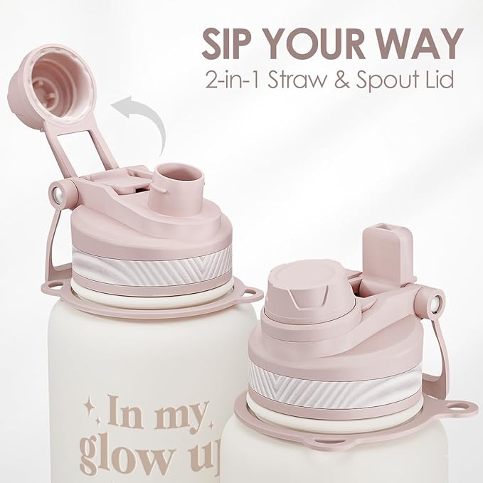 SANDJEST Inspiration Stainless Steel Water Bottle with Strap 32oz, Insulated Bottles with Straw and Spout Lid for Gym Sports Travel Outdoor, Gifts for Women Girls Birthday Christmas