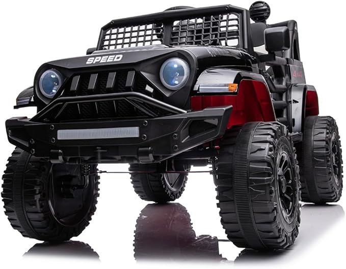 12V Ride On Car, Electric Car for Kids, 12V Ride on Toys, Kids Cars with 3 Speeds Adjustable w/Bluetooth, Parent Remote Control, Spring Suspension, AUX Port-Black