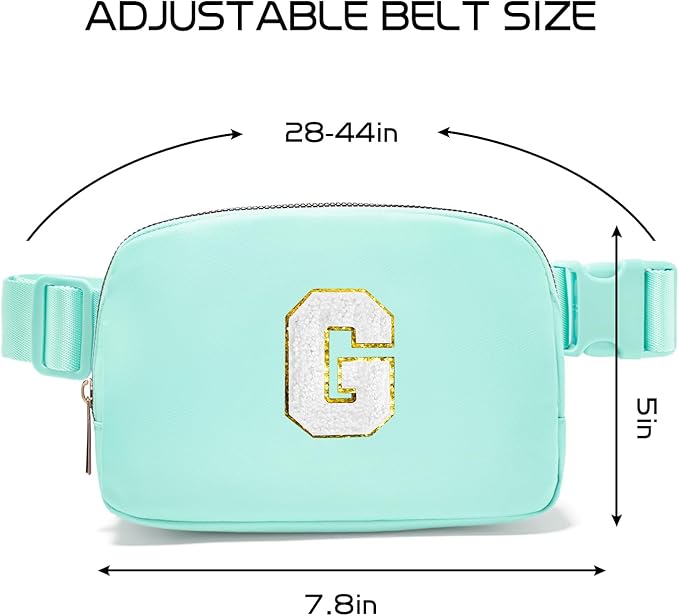 Gitus Birthday Gifts for 8 9 10 11 12 13 Year Old Girls Personalized Fanny Pack Crossbody Bags with Initial Letter Patch Belt Bag for Teen Girls Cute Trendy Stuff Travel Essentials (Mint Green-G)