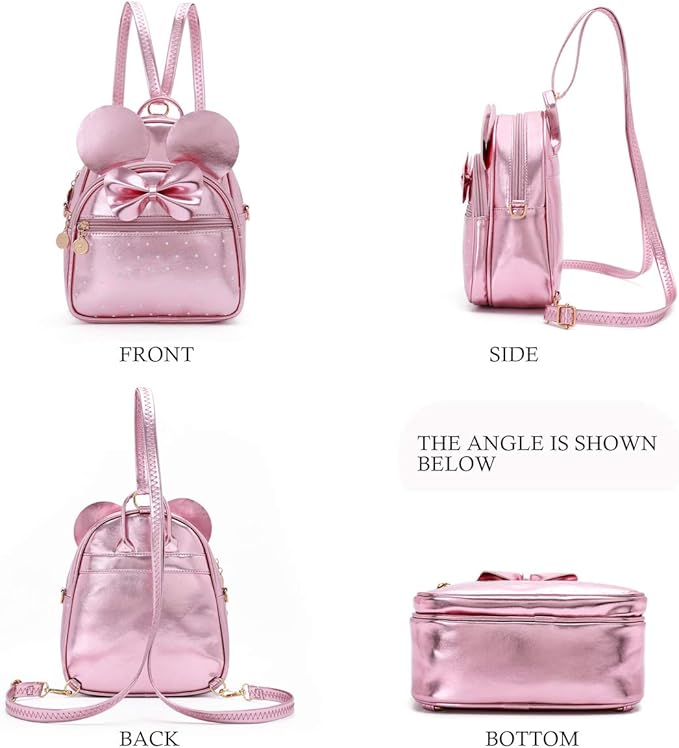 KL928 Girls Mini Backpack Bowknot Polka Dot Cute Small Daypacks Convertible Shoulder Bag Purse for Women