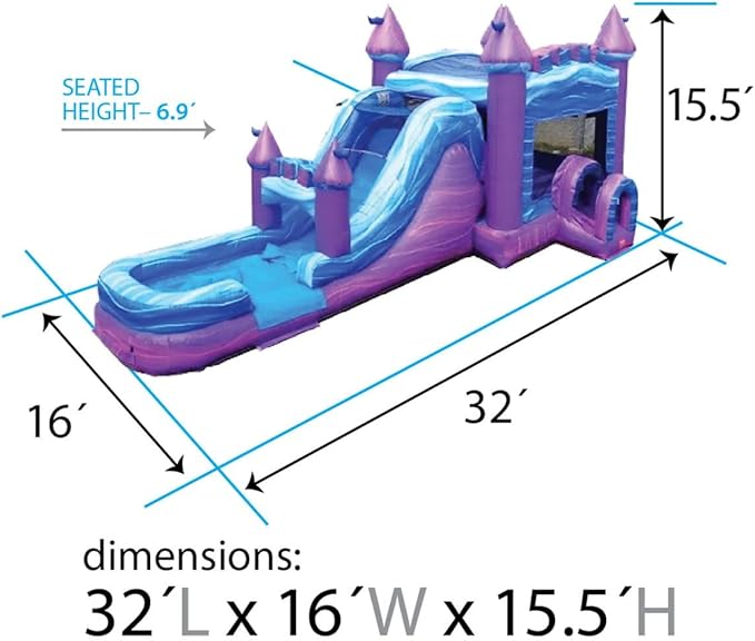 TentandTable Inflatable Bounce House Water Slide for Kids 5-12 Large, Commercial Grade Mega Bouncy Castle for Adults, Jump House, Includes Electric Air Blower, 32' L x 16' W x 15' H, Purple Marble
